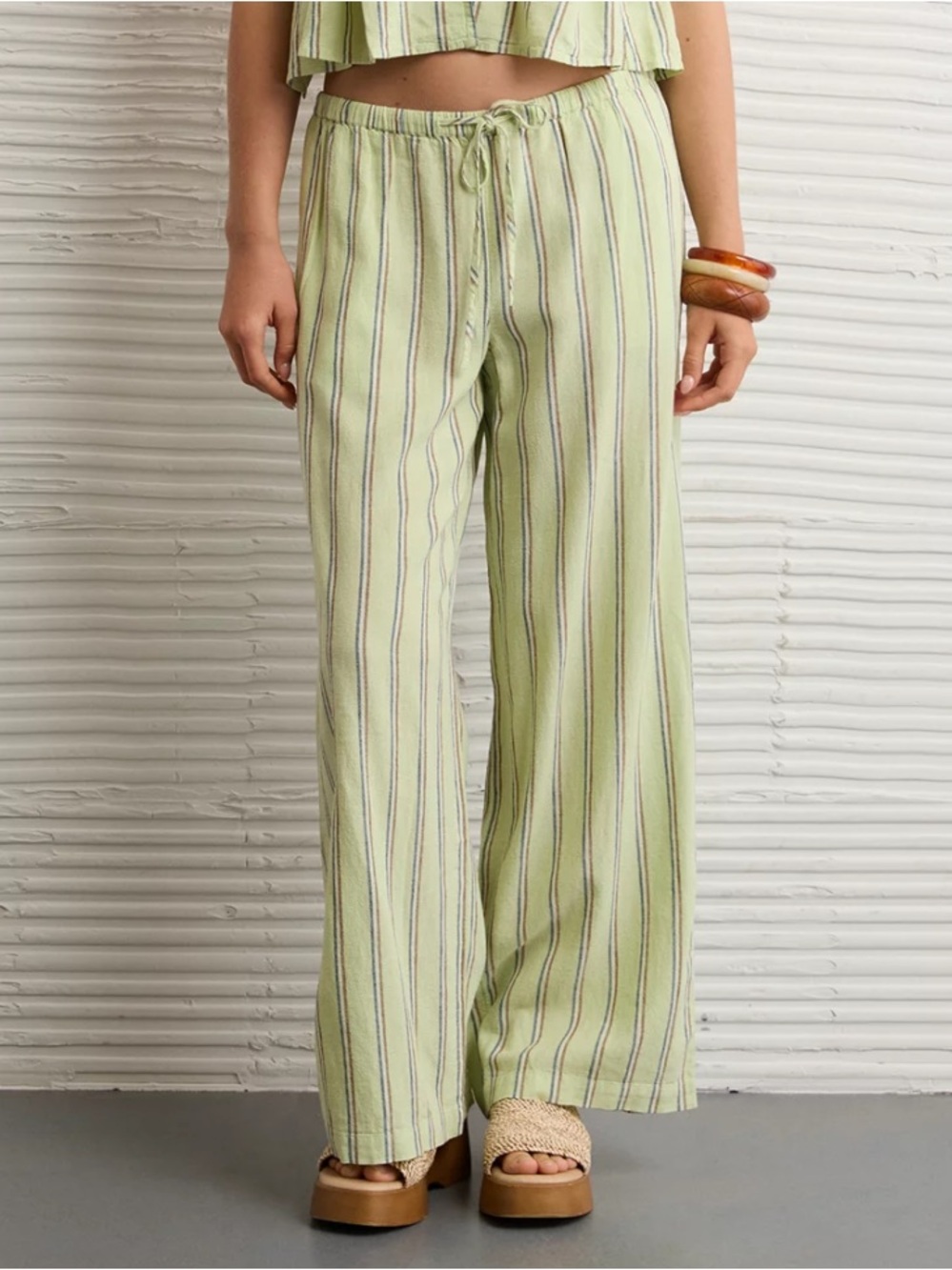 NWT American Eagle High-Waisted Wide Leg Linen-Blend Pant